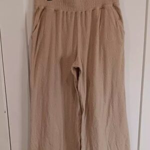 Beige aerie Smiley Faced Wide Leg Trouser